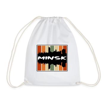 Minsk Belarus Skyline Silhouette Travel Souvenir - Drawstring Bag - white - Front