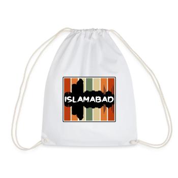 Islamabad Pakistan Skyline Silhouette Travel Souve - Drawstring Bag - white - Front