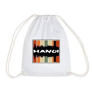 Hanoi Vietnam Skyline Silhouette Travel Souvenir - Drawstring Bag - white - Front