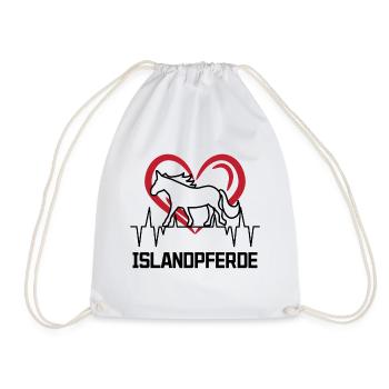 Horse Love Heart Icelandic Horses Stallion - Drawstring Bag - white - Front