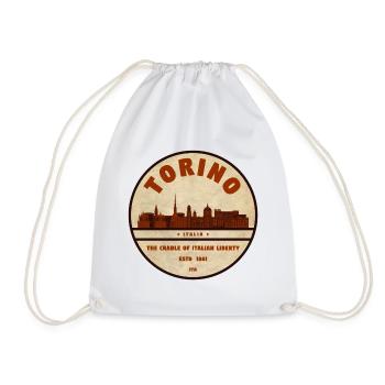 Torino Skyline Retro Emblem - Drawstring Bag - white - Front