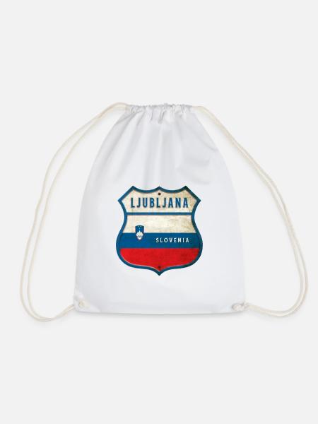 Ljubljana Slowenien Flaggen Wappen Design - Turnbeutel - Weiß