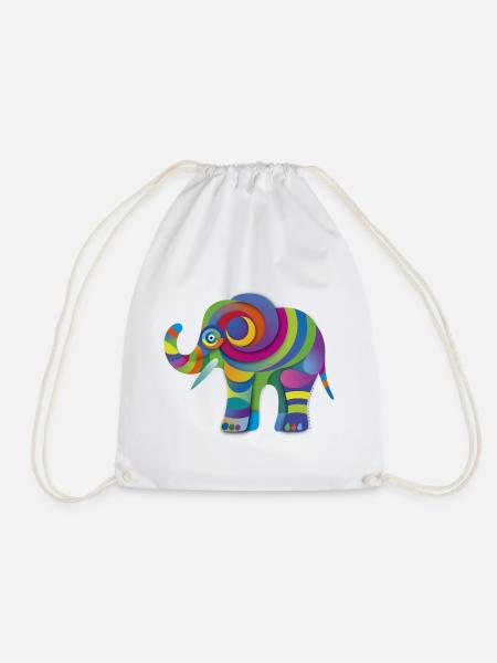 Kleiner Farbenelefant - Turnbeutel - Weiß