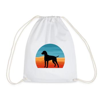 Braque D Auvergne Dog Love Silhouette Retro Sunset - Drawstring Bag - white - Front