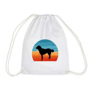 Kuchi Afghan Shepard Hund Silhouette Retro Sonnenuntergang - Turnbeutel - Weiß - Vorne