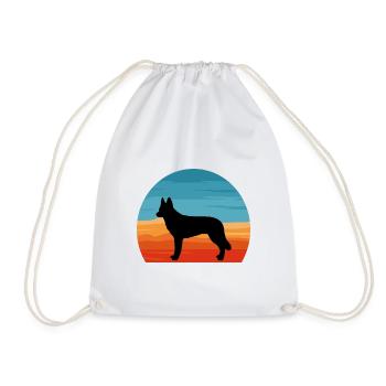 Tschechoslowakischer Wolfshund Hund Silhouette Retro Sonnenuntergang - Turnbeutel - Weiß - Vorne