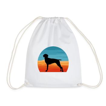 Old Danish Pointer Dog Silhouette Retro Sunset - Drawstring Bag - white - Front