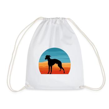 Italian Greyhound Dog Love Silhouette Retro Sunset - Drawstring Bag - white - Front