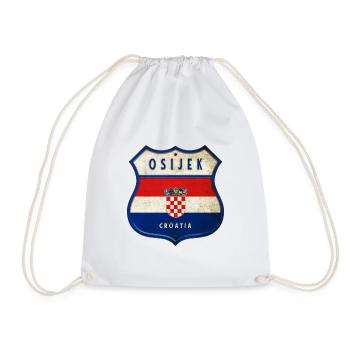 Osijek Kroatien Flaggen Wappen Design - Turnbeutel - Weiß - Vorne