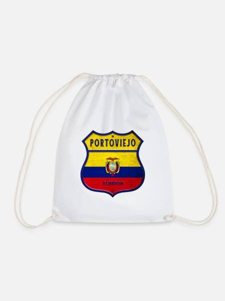 Portoviejo Ecuador Wappen Flaggen Design - Turnbeutel - Weiß