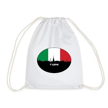 Turin Italien Flagge Skyline Reise Souvenir - Turnbeutel - Weiß - Vorne