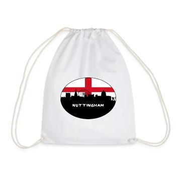 Nottingham England Flag Skyline Travel Souvenir - Drawstring Bag - white - Front