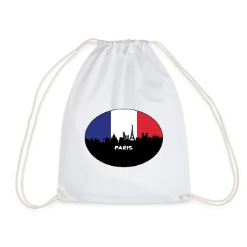 Paris France Flag Skyline Travel Souvenir - Drawstring Bag - white - Front