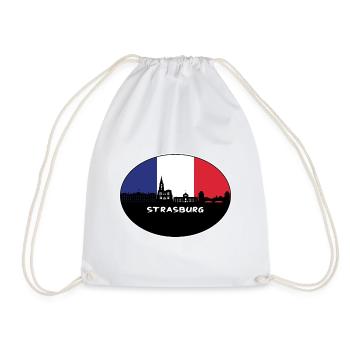 Strasburg France Flag Skyline Travel Souvenir - Drawstring Bag - white - Front