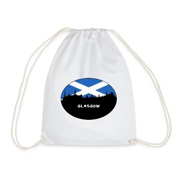 Glasgow Scotland Flag Skyline Travel Souvenir - Drawstring Bag - white - Front