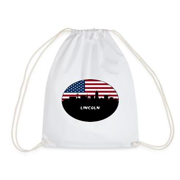 Lincoln Nebraska USA Flagge Skyline Reise Souvenir - Turnbeutel - Weiß - Vorne