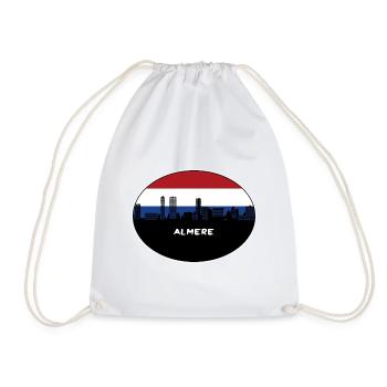 Almere Netherlands Flag Skyline Silhouette Travel - Drawstring Bag - white - Front