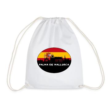 Palma De Mallorca Spain Flag Skyline Silhouette Tr - Drawstring Bag - white - Front