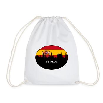 Seville Spain Flag Skyline Silhouette Travel - Drawstring Bag - white - Front