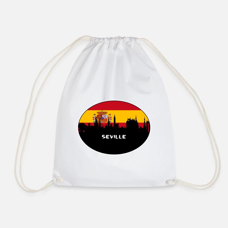 Sevilla Spanien Flagge Skyline Silhouette Reisen - Turnbeutel - Weiß
