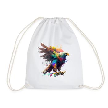 Regenbogen Adler ∞ Rainbow Eagle ∞ vauART - Turnbeutel - Weiß - Vorne
