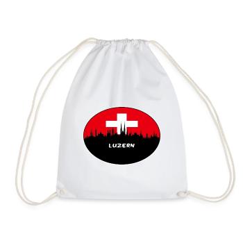 Luzern Switzerland Flag Skyline Silhouette Travel - Drawstring Bag - white - Front