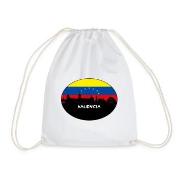 Valencia Venezuela Flag Skyline Silhouette Travel - Drawstring Bag - white - Front