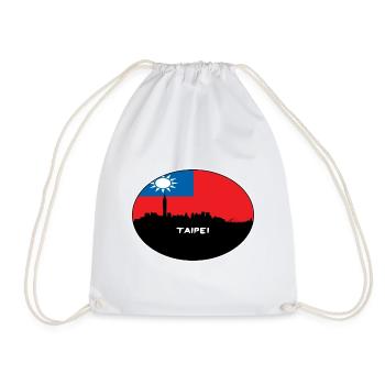 Taipei Taiwan Flag Skyline Silhouette Travel - Drawstring Bag - white - Front