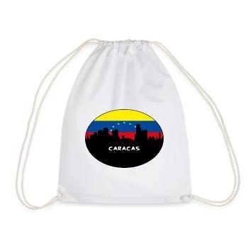 Caracas Venezuela Flag Skyline Silhouette Travel - Drawstring Bag - white - Front