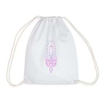 Meditation yoga line art colored symmetrical - Drawstring Bag - white - Front