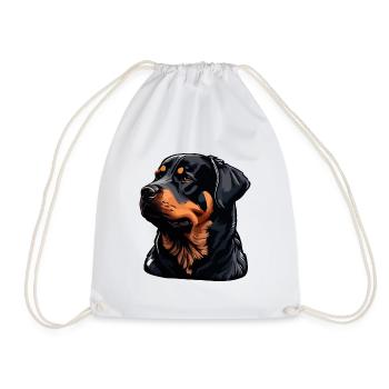 Rottweiler Hunderasse Gesicht Cartoon Illustration - Turnbeutel - Weiß - Vorne