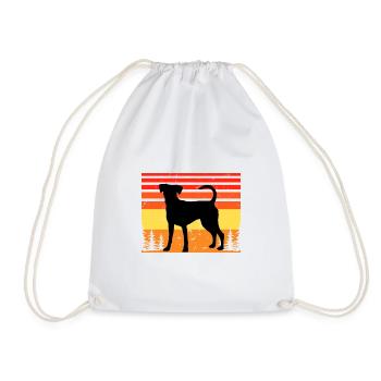 Austrian Pinscher Dog Love Silhouette Retro Sunset - Drawstring Bag - white - Front