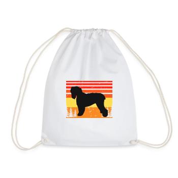 Noir Terrier Russe Chien Silhouette Rétro Coucher de Soleil - Sac de sport léger - blanc - Devant