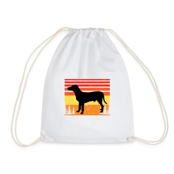 Chien Francais Blanc Et Noir Dog Silhouette Retro - Drawstring Bag - white - Front