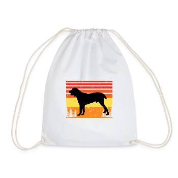 Zentralasiatischer Schäferhund Silhouette Retro Sonnenuntergang - Turnbeutel - Weiß - Vorne