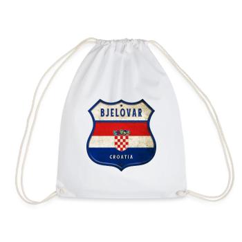 Bjelovar Croatia flag crest design - Drawstring Bag - white - Front