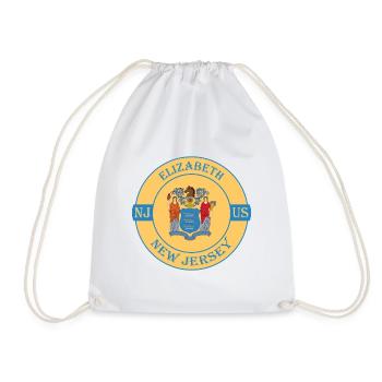 Elizabeth New Jersey Flag USA Souvenir Badge - Drawstring Bag - white - Front