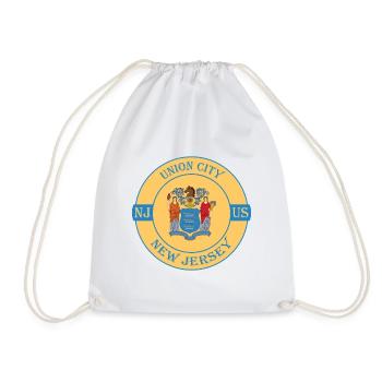Union City New Jersey Flag USA Souvenir Badge - Drawstring Bag - white - Front