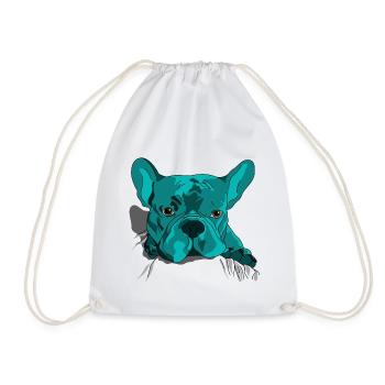 French Bulldog Cute Cartoon Look - Drawstring Bag - white - Front