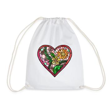 Love Hart Lifde stained glass - Drawstring Bag - white - Front