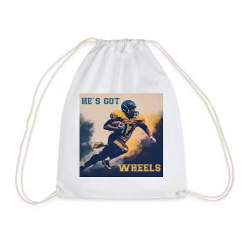 He's Got Wheels, Schnelligkeit, American Football - Turnbeutel - Weiß - Vorne