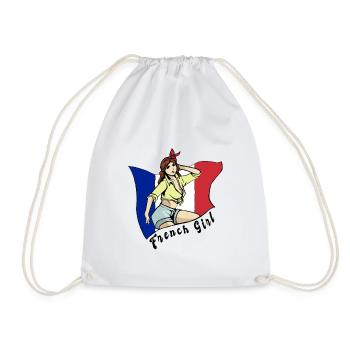 France girl flag design - Drawstring Bag - white - Front