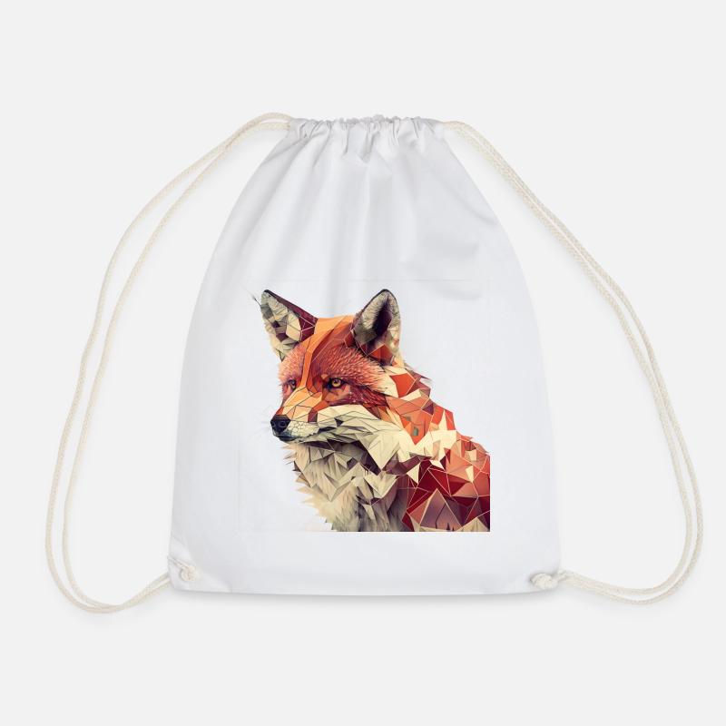 Fuchs - Geometrisches Tier Print - Turnbeutel - Weiß