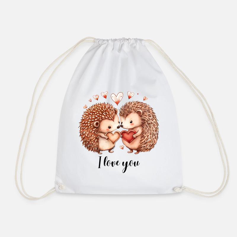 Loving hedgehogs - Drawstring Bag - white