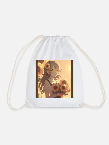 Anime Girl Anime Mädchen Waifu Otaku Sonnenblumen - Turnbeutel - Weiß