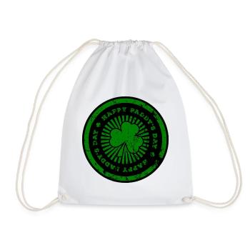 St Patrick's Day Green Footprint - Drawstring Bag - white - Front