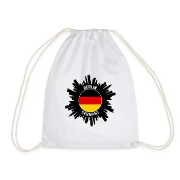 Berlin Skyline Germany Flag Travel Souvenir - Drawstring Bag - white - Front