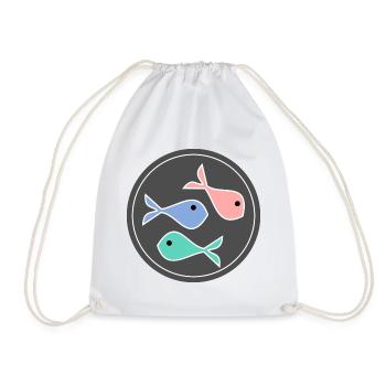 SARDINE. FISH. APRIL FOOL. EASTER. SEA - Drawstring Bag - white - Front