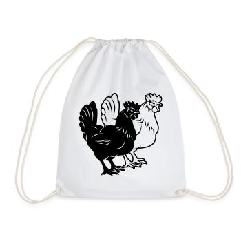 Chickens black and white - Drawstring Bag - white - Front