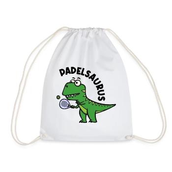 Dinosaurier Padel Spieler Schläger Ball Spruch - Turnbeutel - Weiß - Vorne